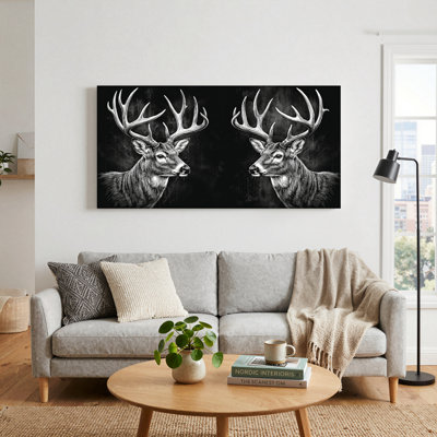 Ensemble de 1 tableau sur toile représentant un cerf