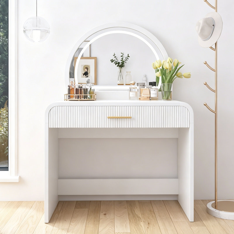 Coiffeuse 39 po avec miroir lumineux, Blanc