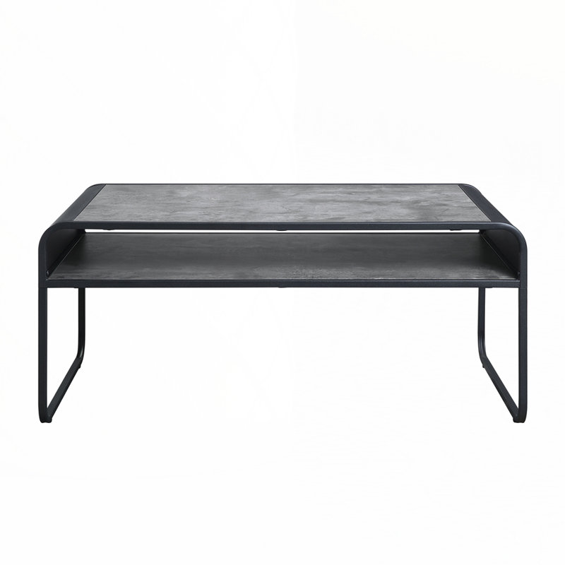 Concrete Gray & Black Finish Coffee Table
