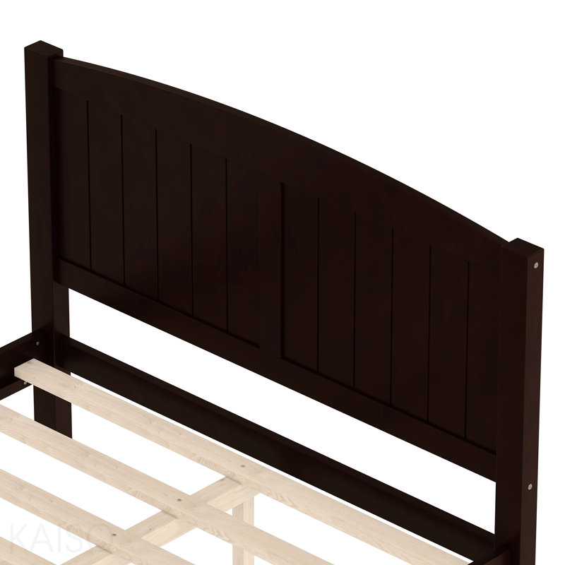Lit plateforme double en bois massif avec lattes de soutien et structure solide, aucun sommier nécessaire, Lit double