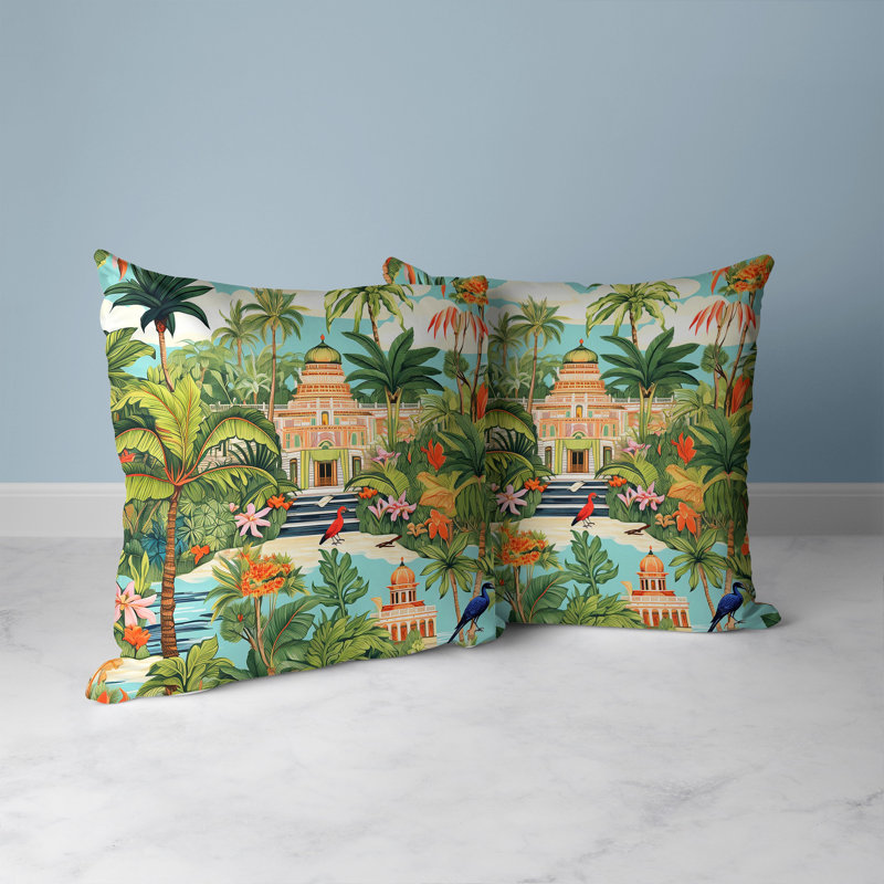 Colorful Tropical Boho-chic Square Throw Pillow 16" x 16"