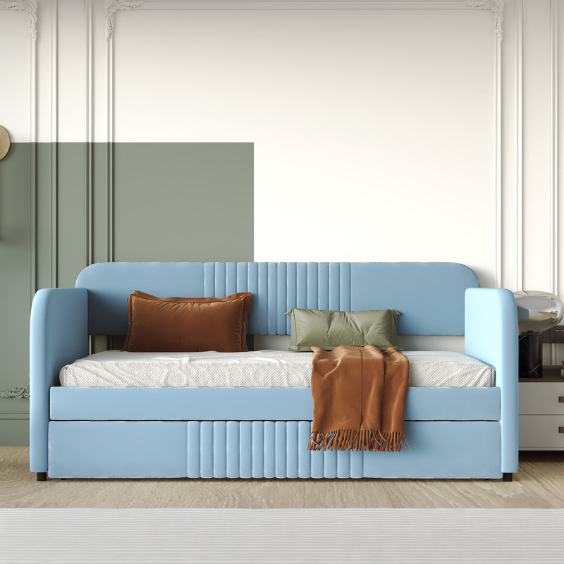 Upholstered Daybed, Light Blue