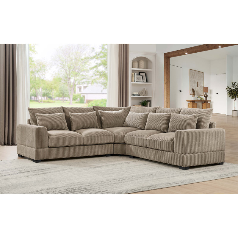 Laguna Modular Corduroy Sectional, Brown Corduroy