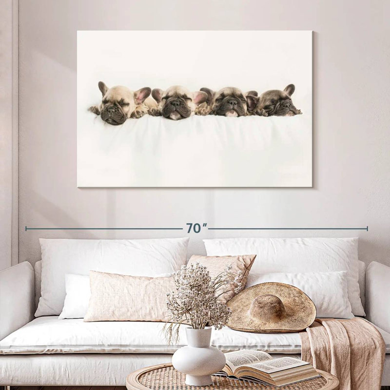 Brampt Napping French Bulldogs, 32" H x 48" W