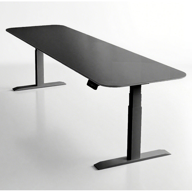Bureau debout électrique réglable en pierre frittée, 24.4" H x 63" W x 27.6" D, Noir