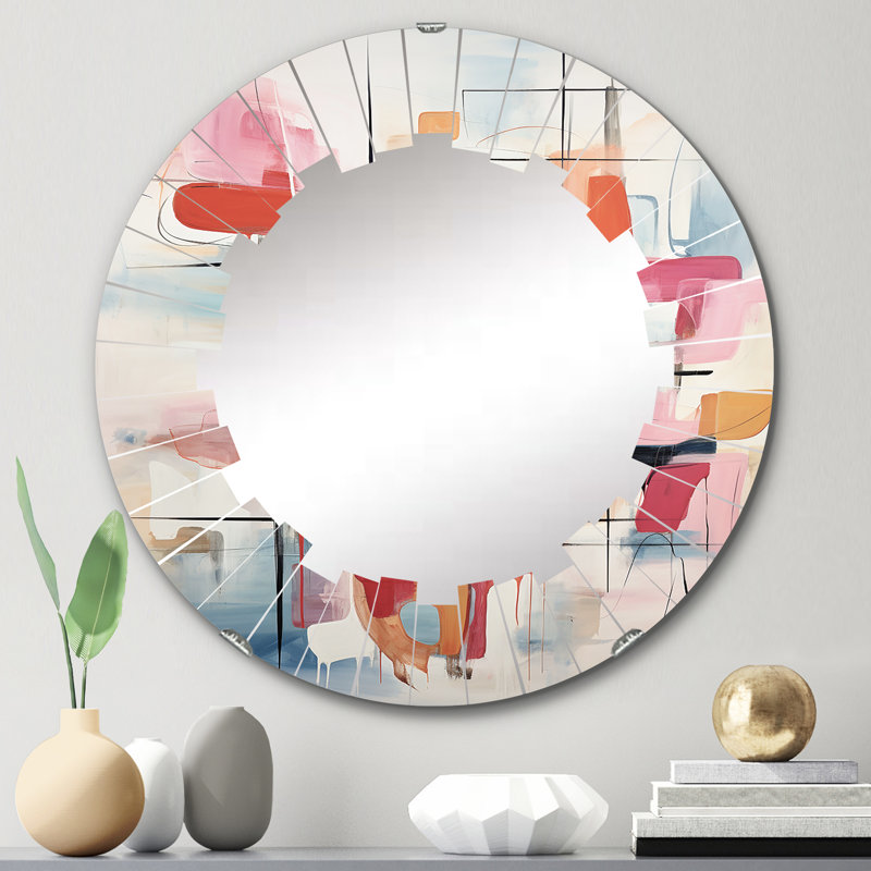 Dourado - Miroir mural Mid-Century rond, 24 po x 24 po