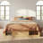 Queen Size Platform Bed Frame with 4 Storage Drawers and Footboard Storage Cubby, No Headboard, Modern Space-Saving Design-Natural-1300591197