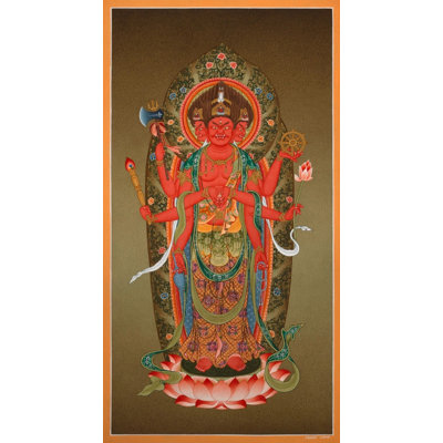 Rare Find Masterpiece - Japanese Bodhisattva With Horse Head (Brocadeless Thangka)