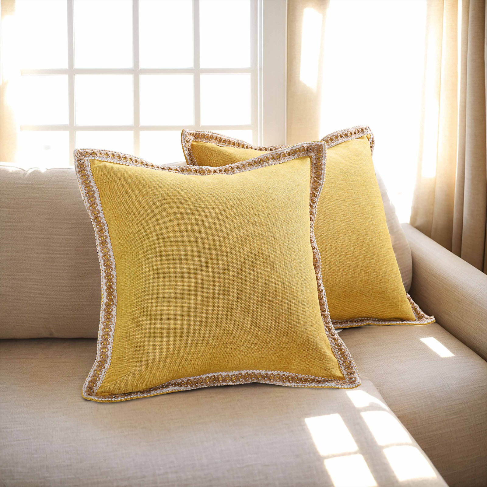 Color Pillow Cover, Square 18", Gold