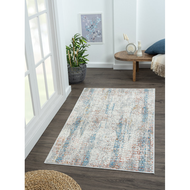 Lily Beige/Blue Rug, Rectangular 80 x 150cm