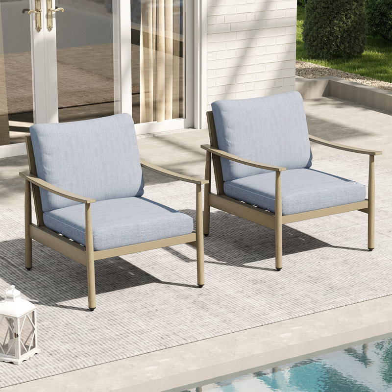 Méridienne d'extérieur en aluminium Mariène, Bleu, Beige