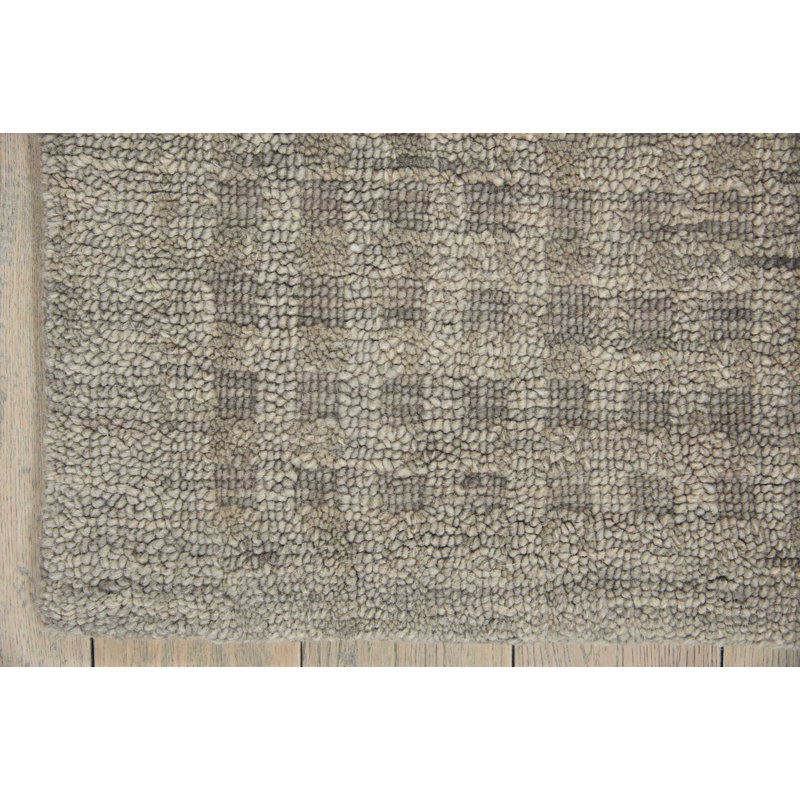 Barthelus Wool Checkered Indoor Rug, Rectangle 6'6 x 9'6