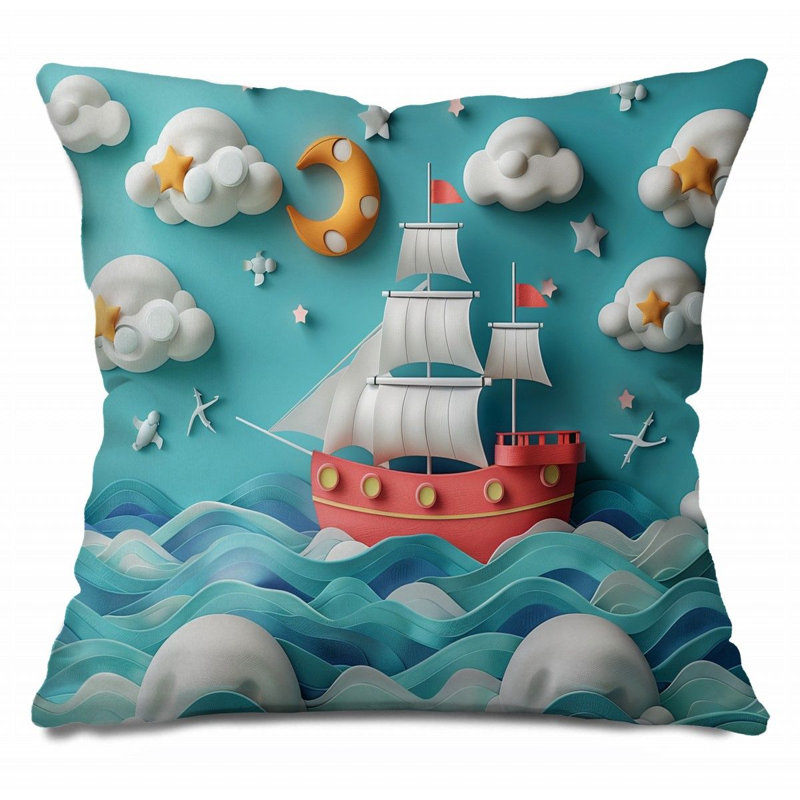 Coussin décoratif pour salle de bain Ship Maritime, H 18 po x l 18 po