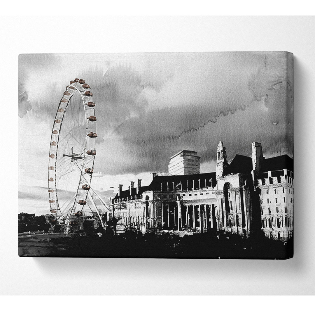 London Eye Clouds B N W - Kunstdrucke auf Leinwand