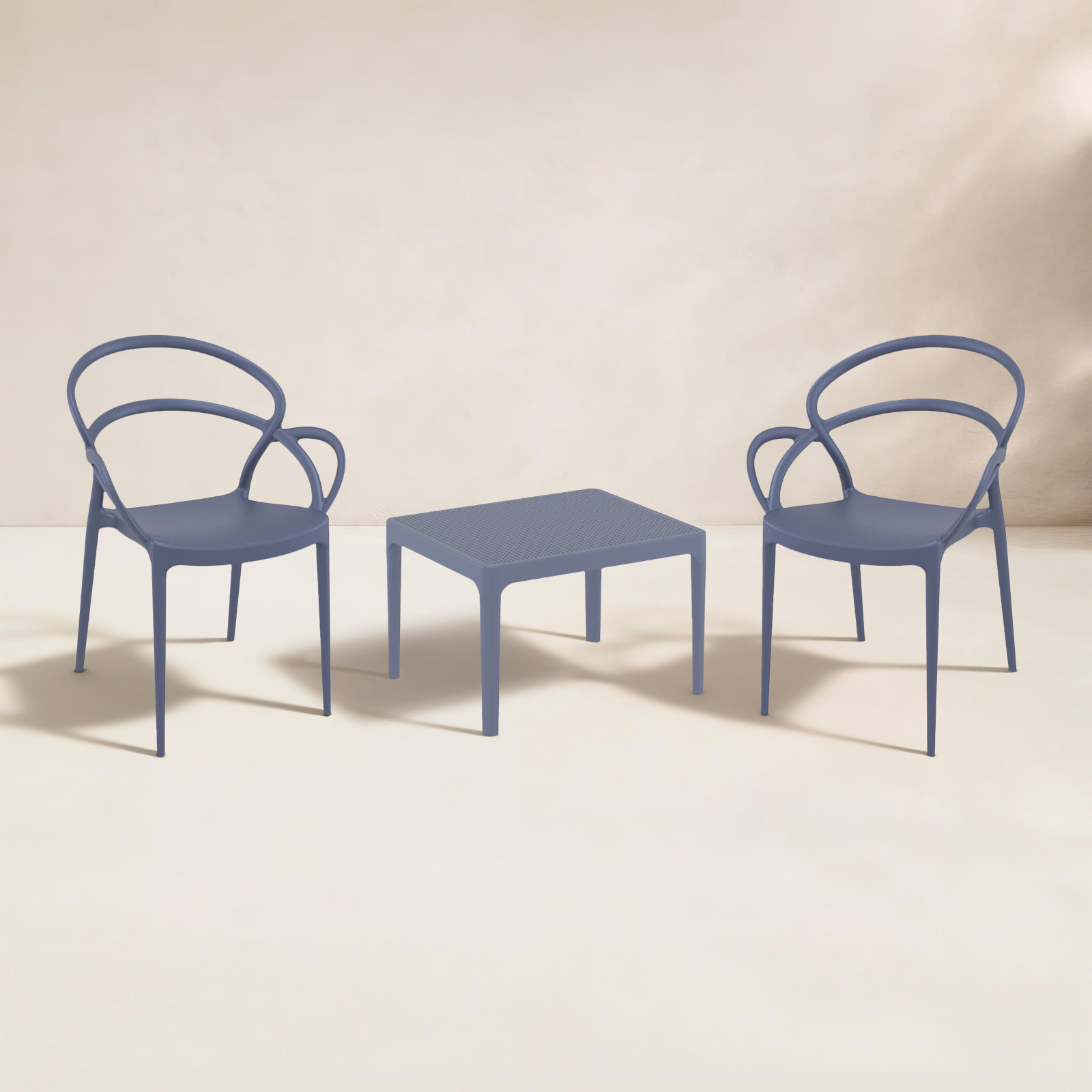 Farrah Mila Armchair 2 Person Seating Set, Dark Gray