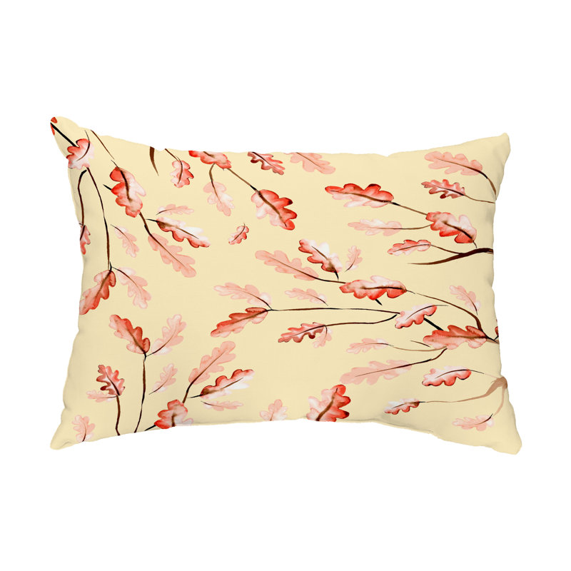 Floral Outdoor Reversible Throw Pillow, Cream