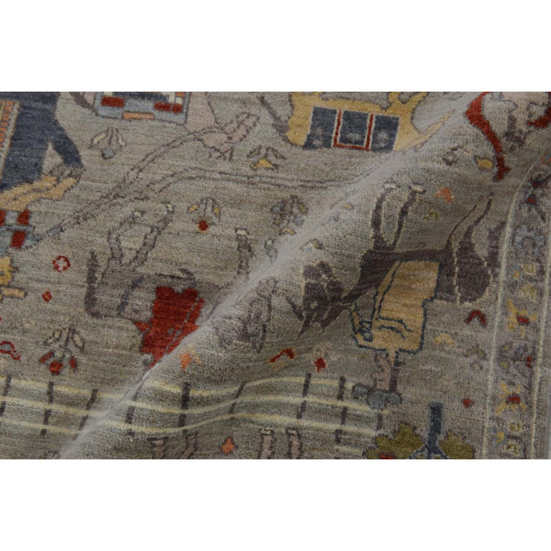 Transitional Hand Knotted Wool Area Rug in Tan