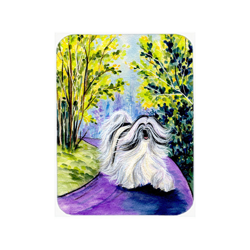 Planche à découper en verre trésors caroline Tibetan Terrier