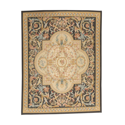 Hand-Knotted High-Quality Cream and Gray Area Rug