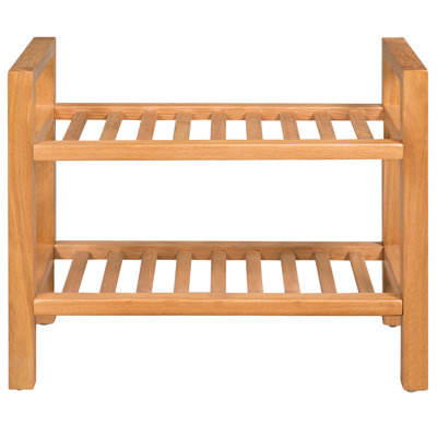 39.4" W 3-Tier Solid Oak Wood Shoe Rack