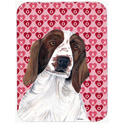 Caroline's Treasures Valentine Hearts Welsh Springer Spaniel Hearts Love Valentine's Day Glass Cutting Board