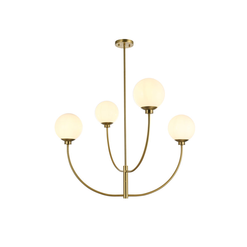 Kyle 4-Light Chandelier, Satin Gold, 27" H x 36" W x 36" D