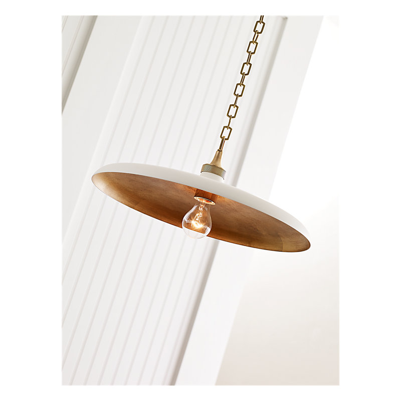 Thomas O'Brien Piatto Pendant, 7" H x 18" W x 18" D, Antique Brass, Plaster White