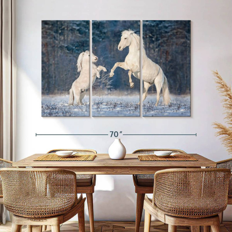 Brampt Winter White Horses, 32" H x 50" W