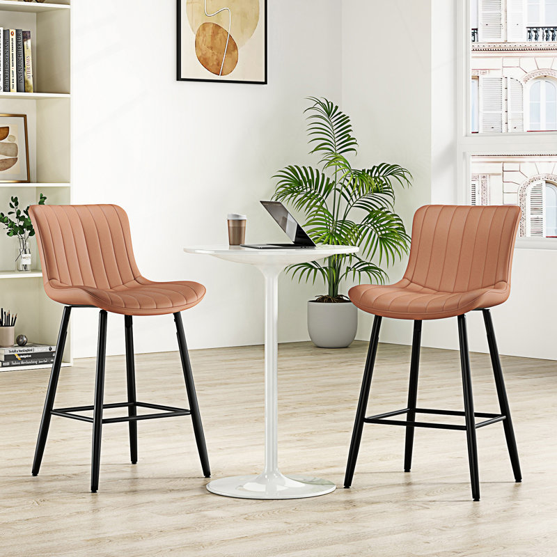 Set Of 2 Counter Stools, Counter Height Bar Stools, Brown