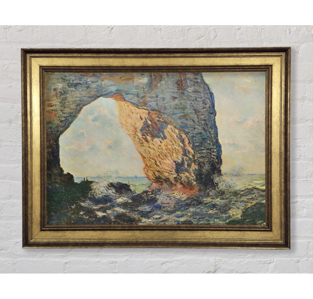 Monet Die felsigen Klippen von Etretat La Porte Man 1 - Einzelne Bilderrahmen Kunstdrucke