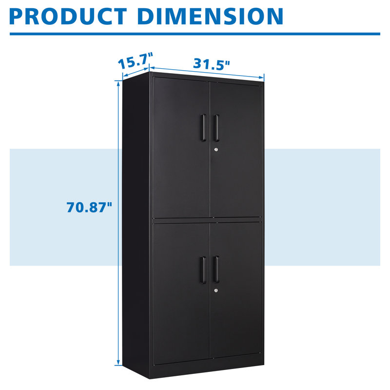 Harraj 32'' Wide 3 - Shelf Storage Cabinet, Black