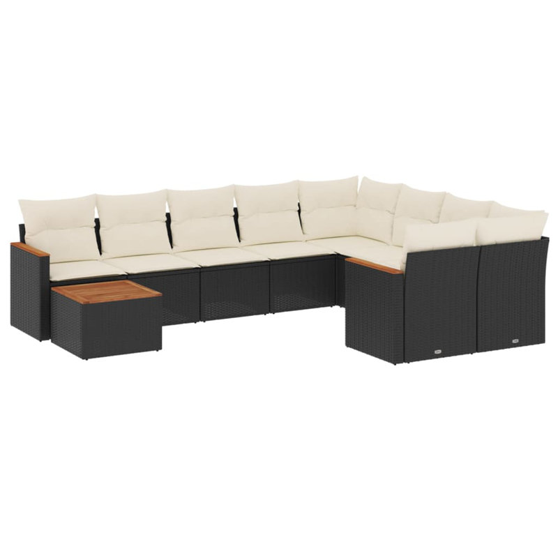 Ensemble de canapé de jardin Vidaxl noir, blanc crème