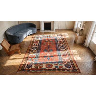 Tapis kazak antique à motif cachemire géométrique