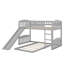 Lit simple superposé simple avec glissière et échelle, lit superposé bas pour enfants, filles, garçons, lit superposé au sol-1775510073