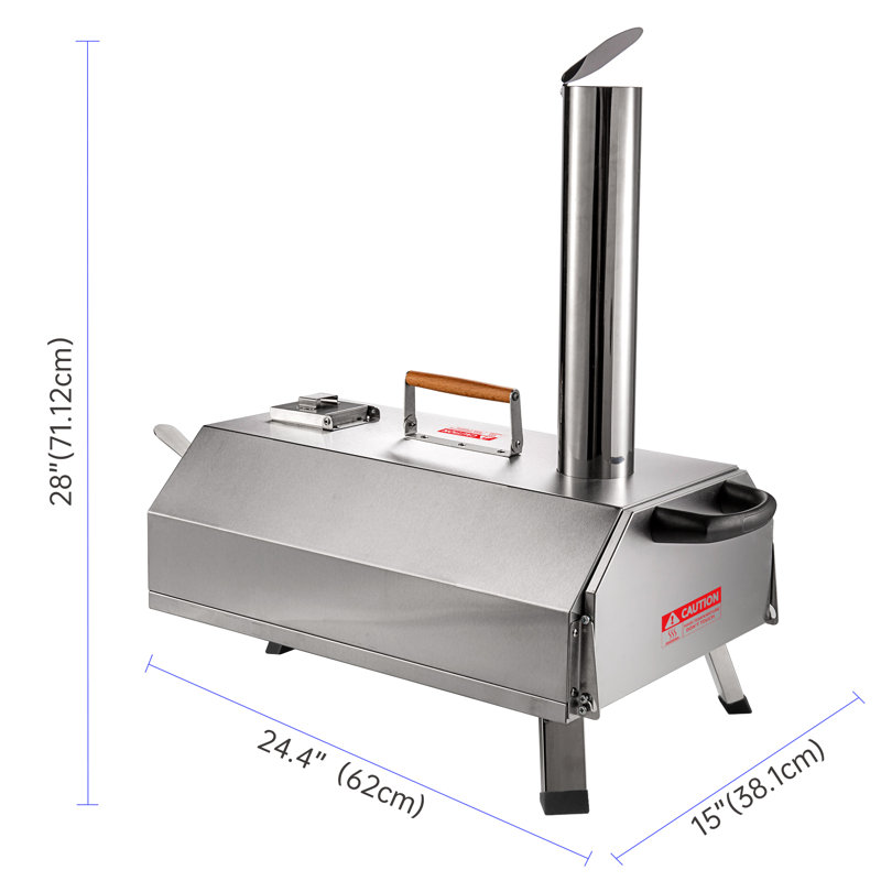 Portable Stainless Steel Wood-Fired Outdoor Pizza Oven with Timer