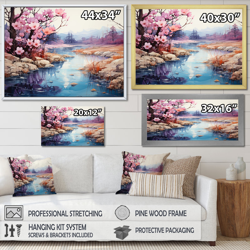 Impression sur toile «Al tranquillité» - campagne, H 30 po x l 40 po, Cadre flottant blanc