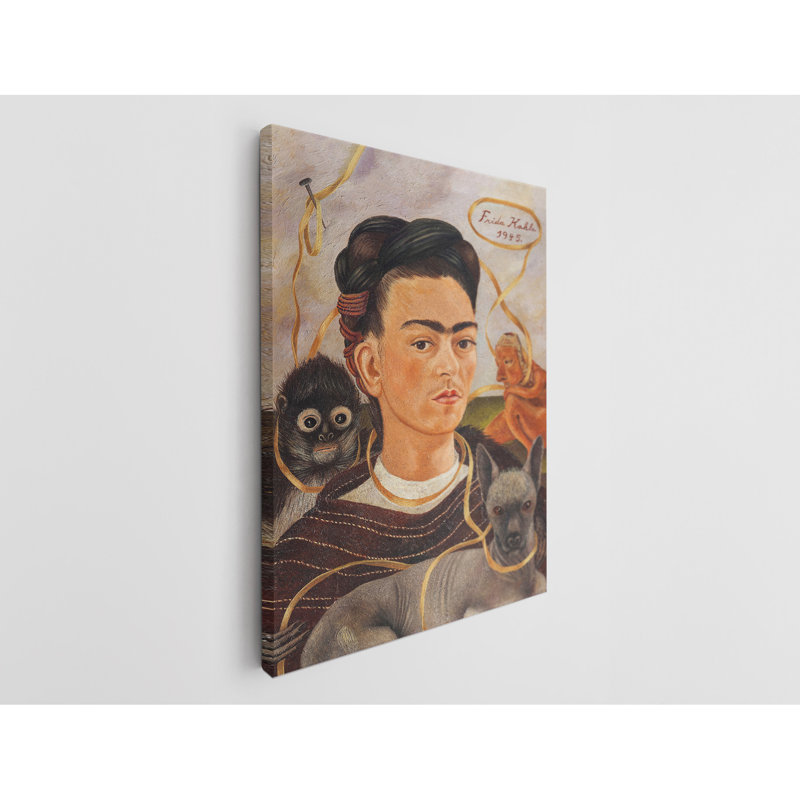 «Frida Kahlo Self Portrait with Monkeys», reproduction sur toile, H 45 po x l 30 po