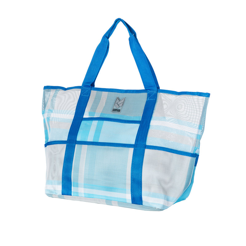 Léger sac fourre-tout de plage sans sable, Tissu écossais bleu