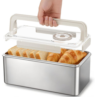 Contenant à pain en acier inoxydable 5800 ML avec cadran de date, grande boîte à pain allant au four avec poignées
