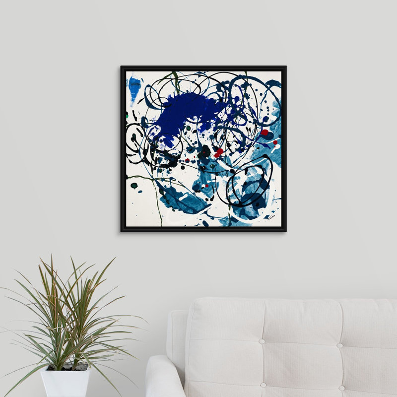 «Get Together II», peinture sur toile, H 21,7 po x l 21,7 po x P 1,75 po, Cadre flottant noir