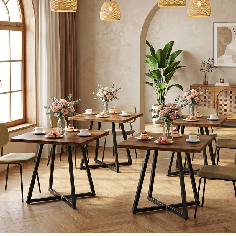 Table de salle à manger 31,5 "à usage commercial (ensemble de 6), Brown/Black