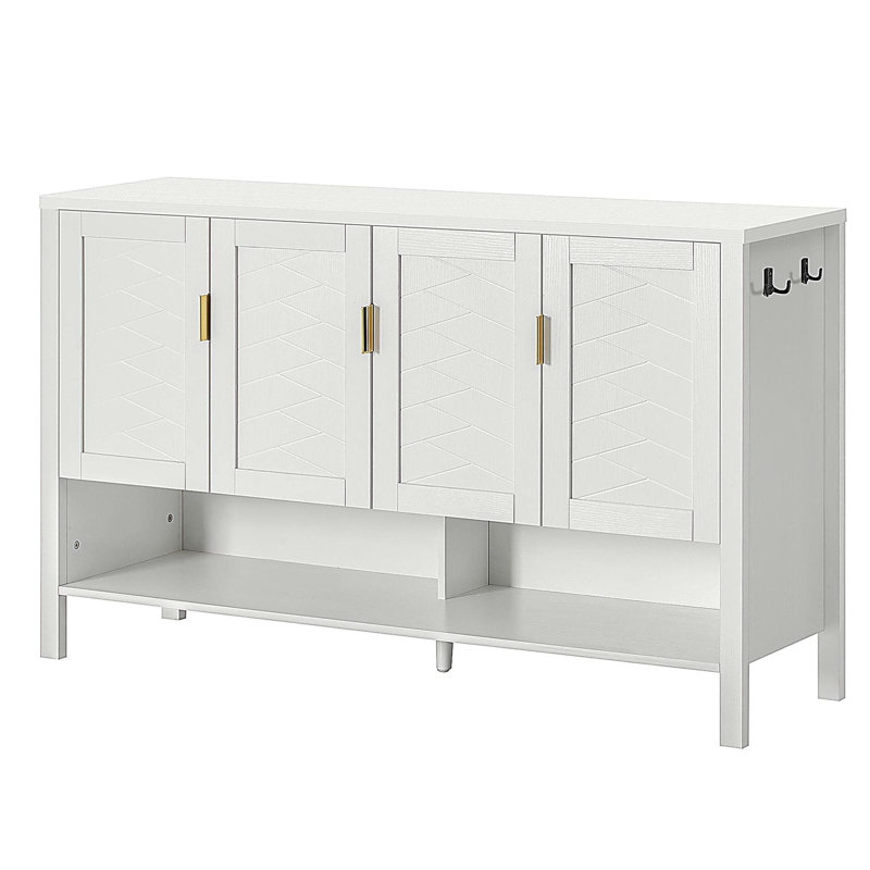 Rivelle Modern Storage Sideboard with 4 Doors and Adjustable Shelves, Beige