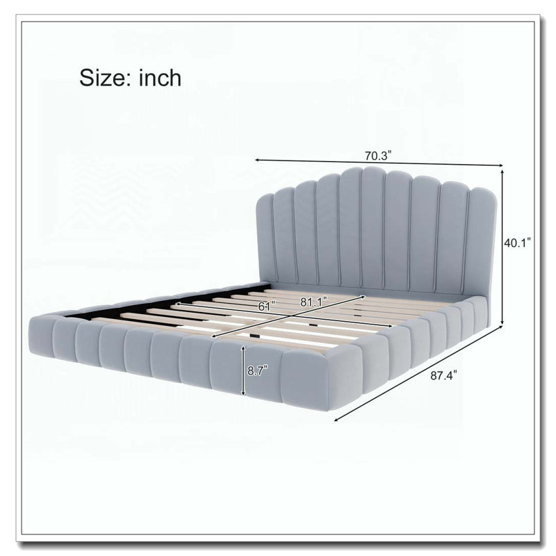 Structure de lit en velours, Bleu clair