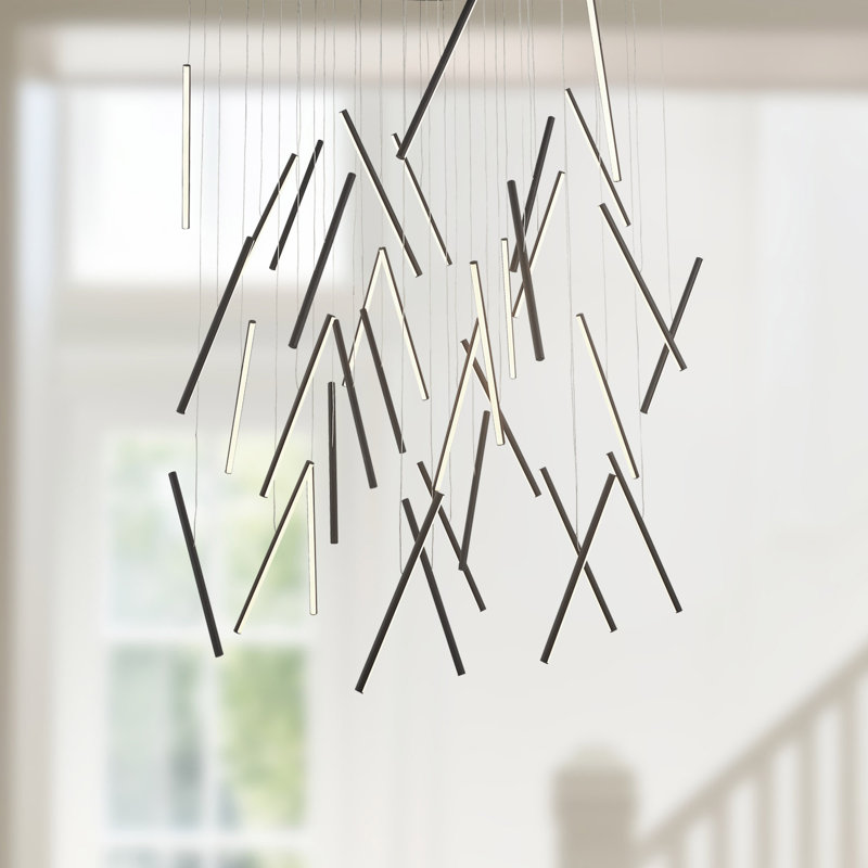 Black Glass 50" LED Cluster Pendant Light