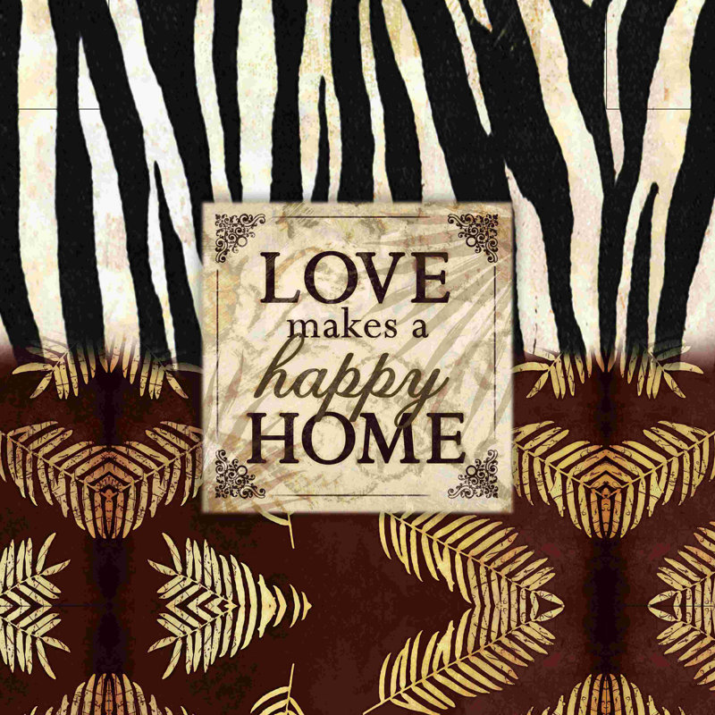 «Love Home Safari», art textuel sur toile tendue, H 12 po x l 12 po