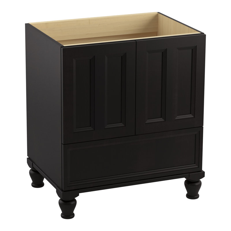 Base de meuble-lavabo 30 po Damask® avec pieds de meuble, 2 portes et 1 tiroir, Batiste noire