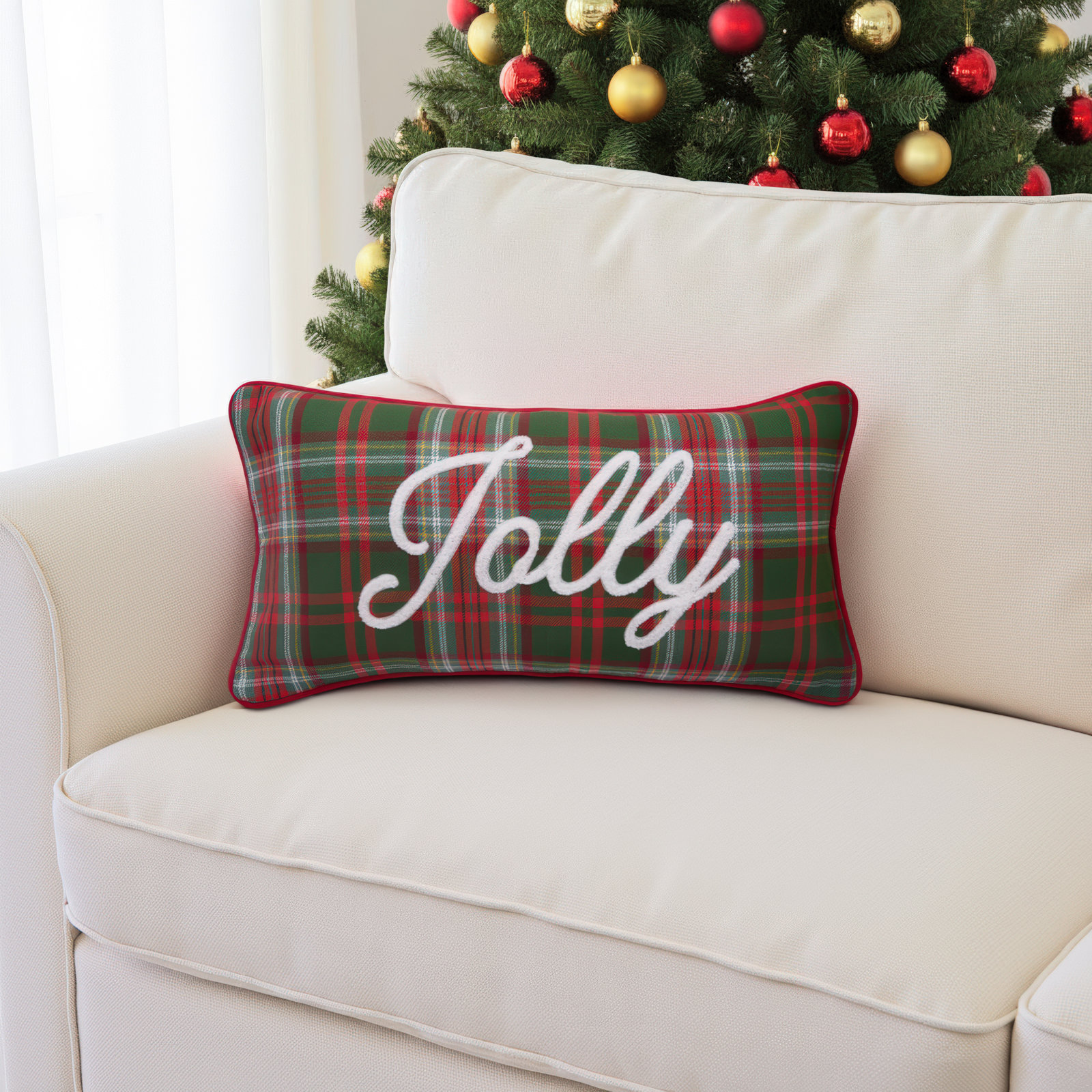 Jolly Plaid Pillow