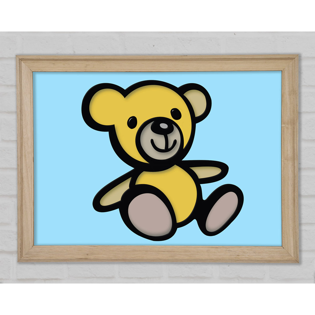 Teddybär Cartoon Baby Blau - Einzelner Bilderrahmen Kunstdrucke