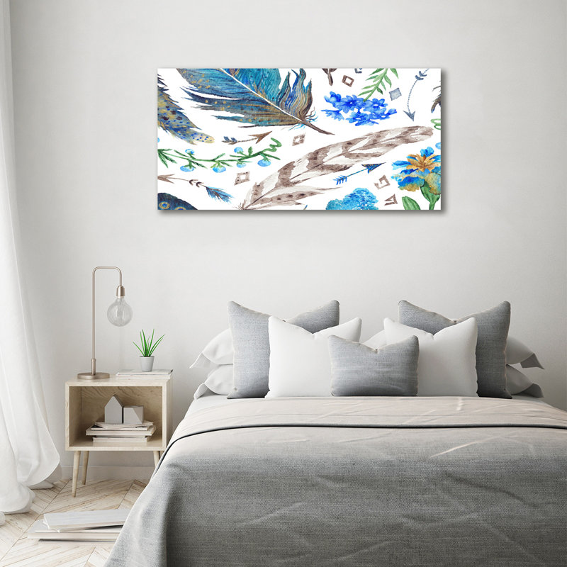 Feathers And Flowers - Wrapped Canvas Print