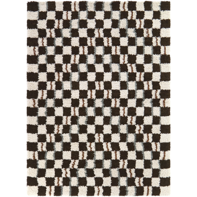 Kraus Brown Modern Checkered Area Rug, Rectangle 5 pi 3 po x 6 pi 11,9 po